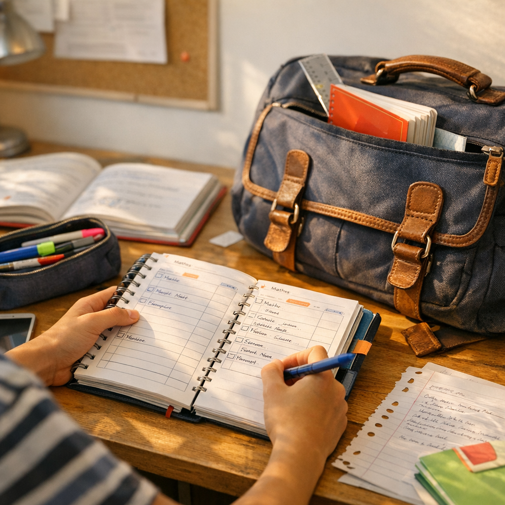 Agenda, cartable, devoirs : une routine réaliste à copier