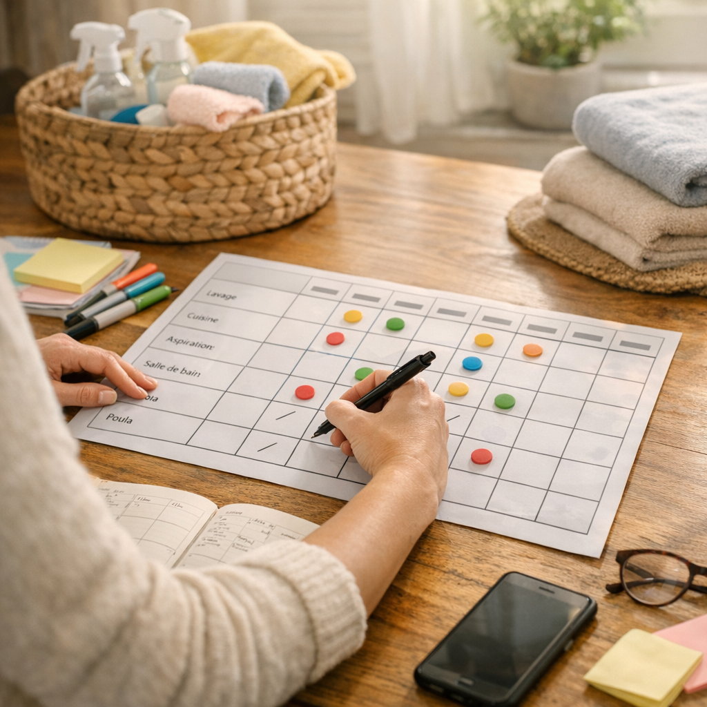 Comment remplir un tableau de répartition des tâches ménagères